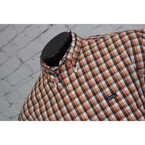 Vintage Chaps Ralph Lauren Shirt Mens Size Large Orange Black Plaids Y2K 1990's